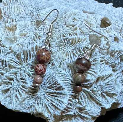 Sea Sediment Jasper Earthy Brown and Caramel Earrings Pair