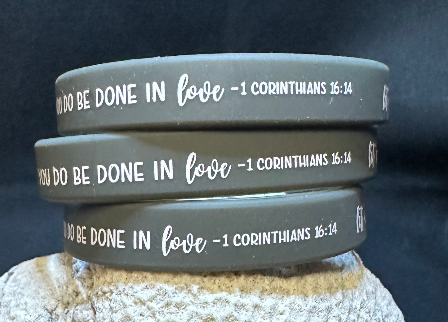 Silicone Bracelet Bible Verse 1 Corinthians 16:14 Let everything you do be in love.