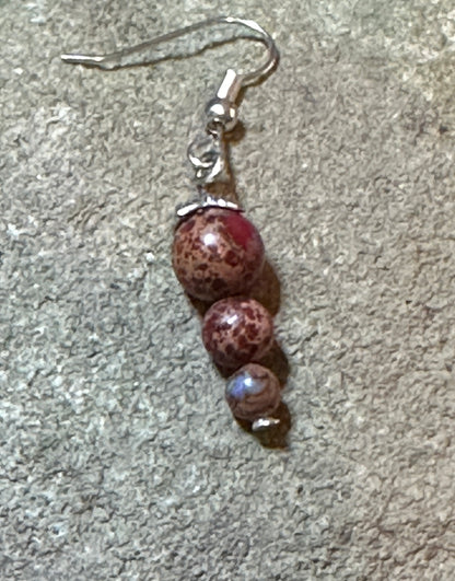 Sea Sediment Jasper Earthy Brown and Caramel Earrings Pair