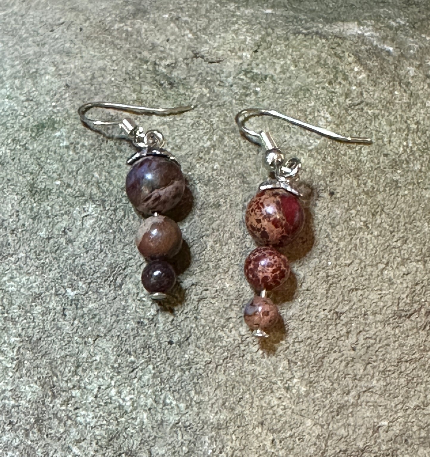 Sea Sediment Jasper Earthy Brown and Caramel Earrings Pair