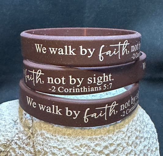 Silicone Bracelet Bible Verse 2 Corinthians 5:7 We walk by faith, not by sight.