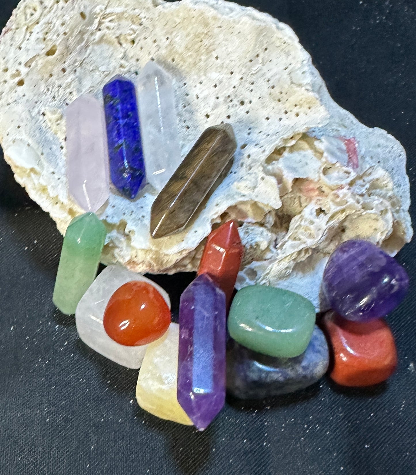 14pcs Pointed Quartz Crystal Chakra Healing Stones Set Jasper Amethyst Lapis Lazuli