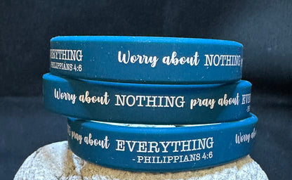 Silicone Bracelet Bible Verse 4:6 Worry about nothing pray about everything.