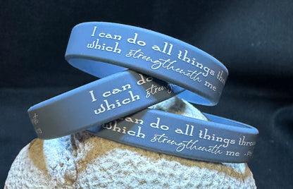 Silicone Bracelet Bible Verse  4:13 I can do all things through Christ