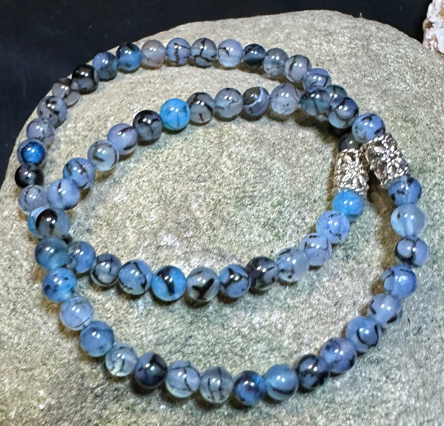 Blue Dragon Vein Agate stretchy bracelet