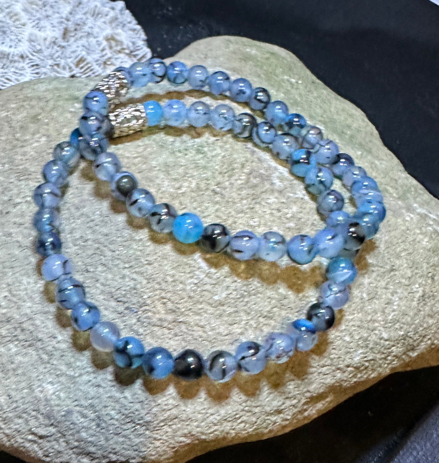 Blue Dragon Vein Agate stretchy bracelet