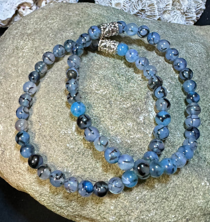 Blue Dragon Vein Agate stretchy bracelet