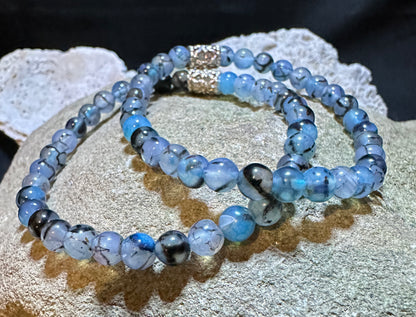 Blue Dragon Vein Agate stretchy bracelet