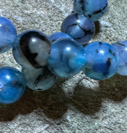 Blue Dragon Vein Agate stretchy bracelet