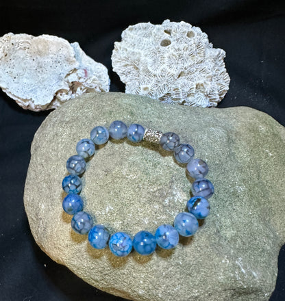 Blue Dragon Veins Agate 10mm Bracelet 7.5" or 19cm