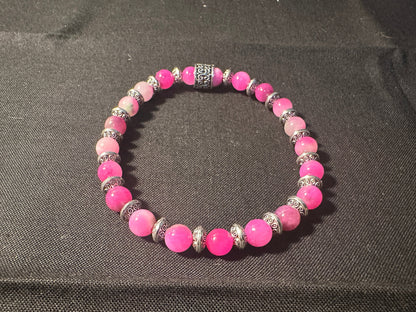 Pink Tourmaline Persian Jade Bead Bracelet