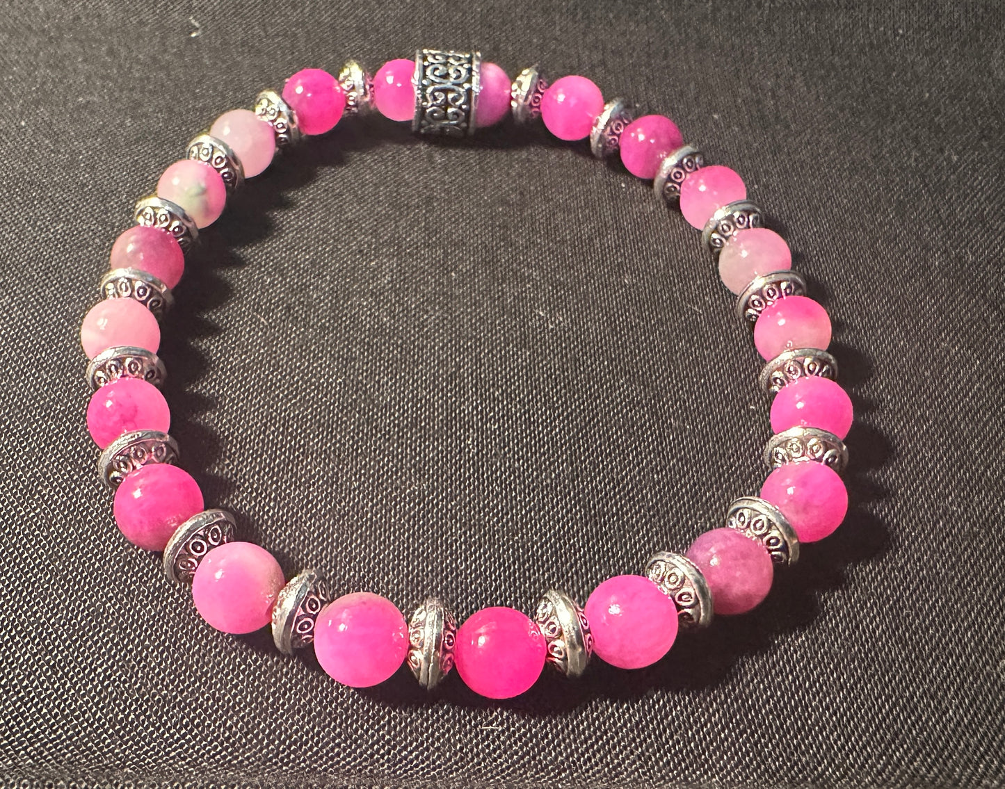 Pink Tourmaline Persian Jade Bead Bracelet