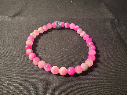 Pink Tourmaline Persian Jade Natural Stone Stretchy Bracelets