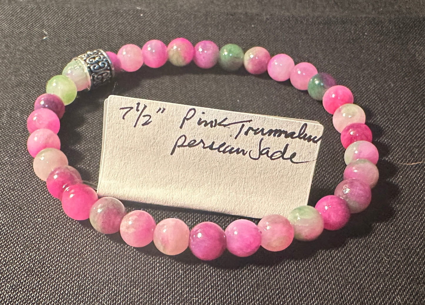 Pink Tourmaline Persian Jade Natural Stone Stretchy Bracelets