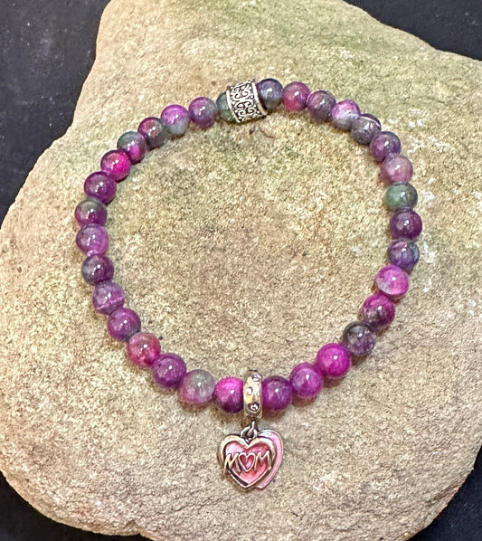 Purple Tourmaline Bracelet Mom Pandora Charm 925