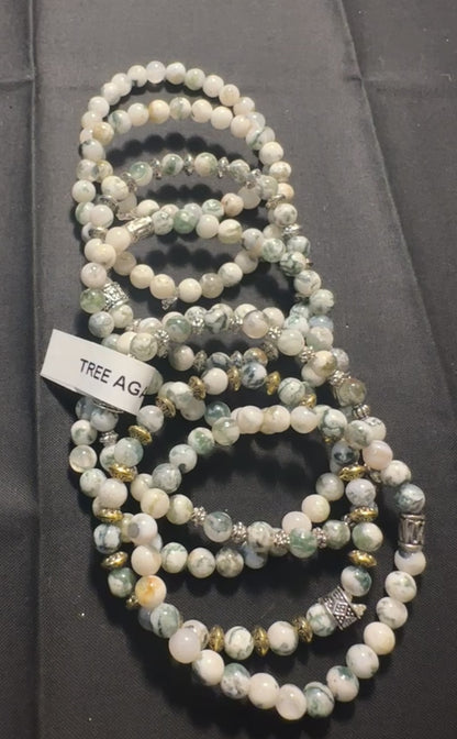 Tree Agate Natural Stone Bead Bracelets